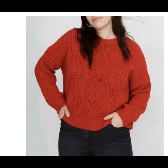 Madewell sweater  Everette Rib-Play Chunky Knit Pullover Sweater Red Size NWT - Picture 1 of 5